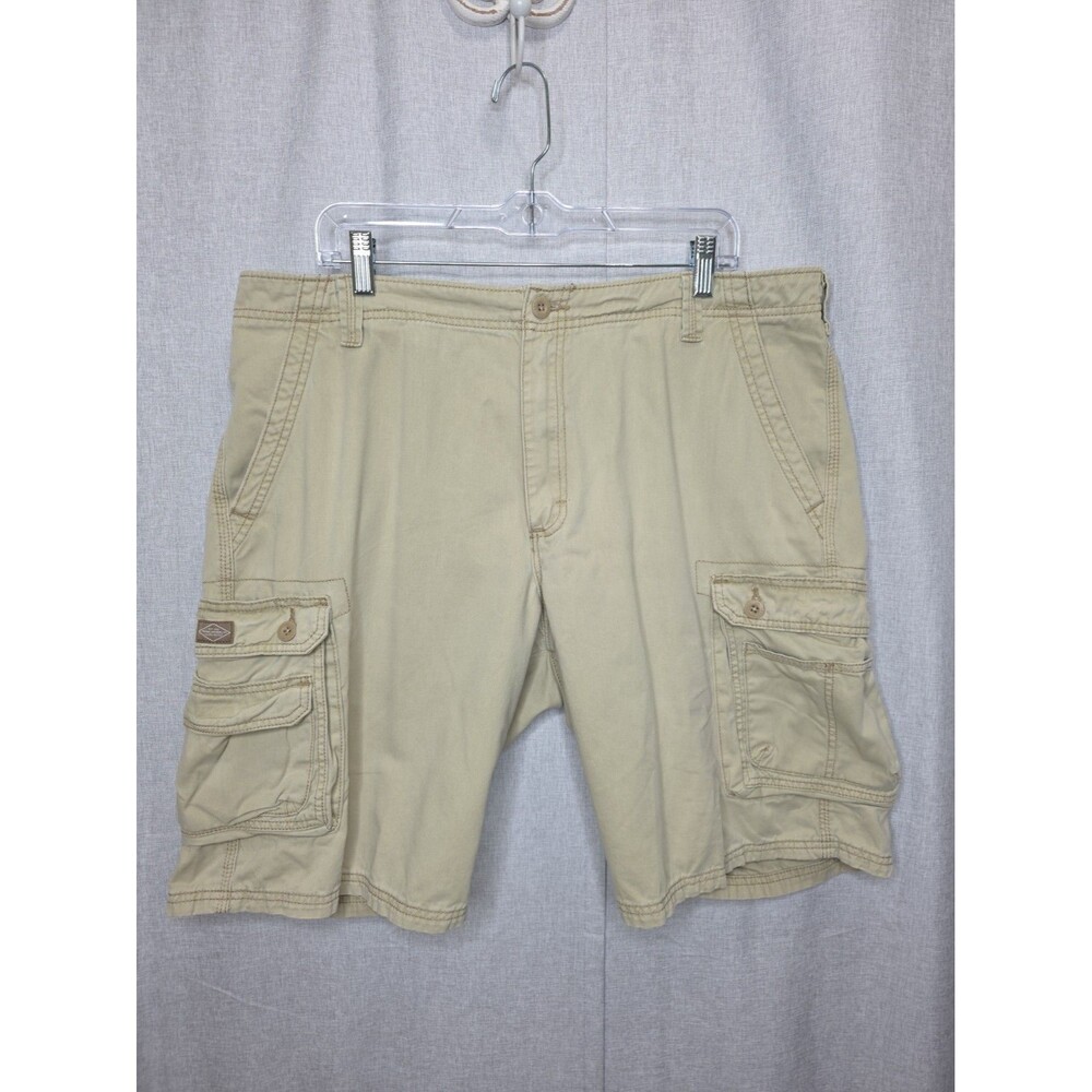 Lee Mens Cargo Shorts 38 Tan Khaki Wyoming Relaxed Fit Cotton Utility Pocket Y2K